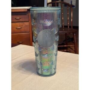 Starbucks Spring 2022 Teal Blue Mermaid Scale Iridescent Tumbler NWT